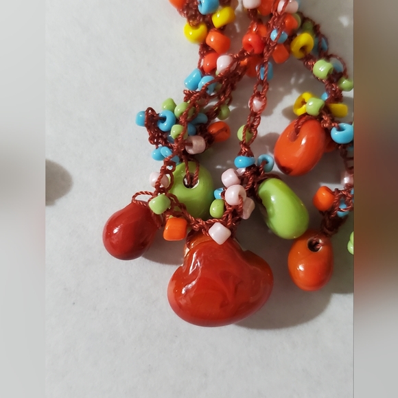 Set earrings necklace seed beads czech hearts Artisan handmade vintage estate - Picture 16 of 16